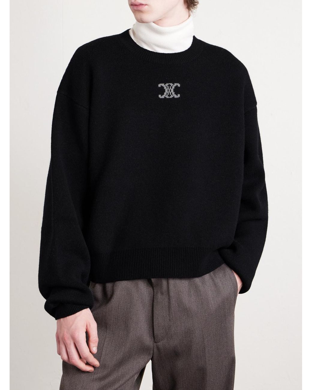 Cashmere-Blend Sweater di Céline in Black da Uomo