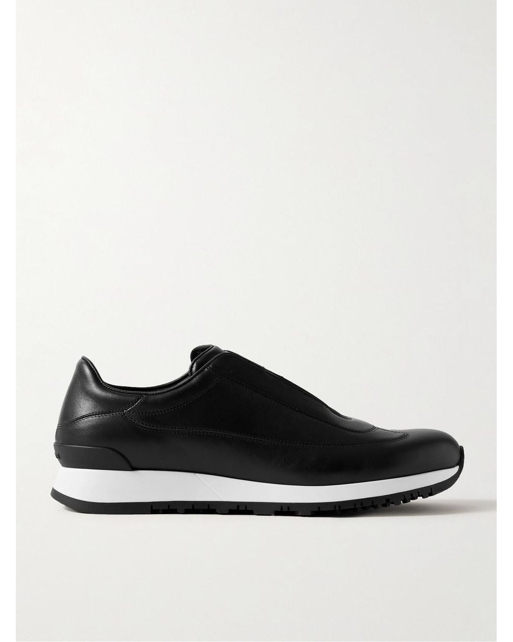 John Lobb Black Lift Leather Slip-On Sneakers for men