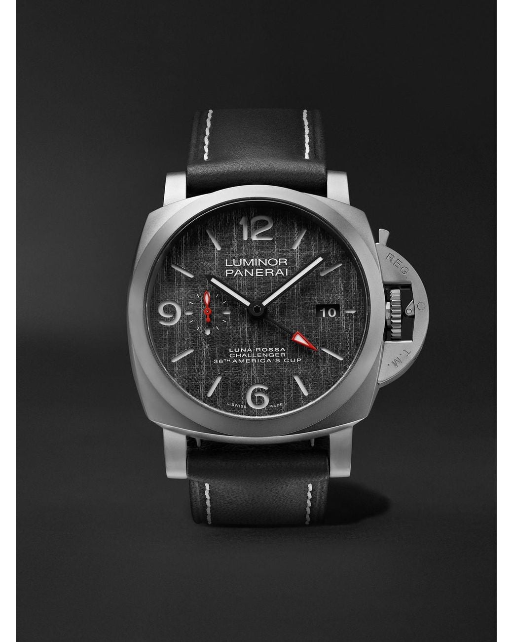Panerai Black Luminor Luna Rossa Gmt Automatic Titanium Watch, Ref. Pam01036 for men