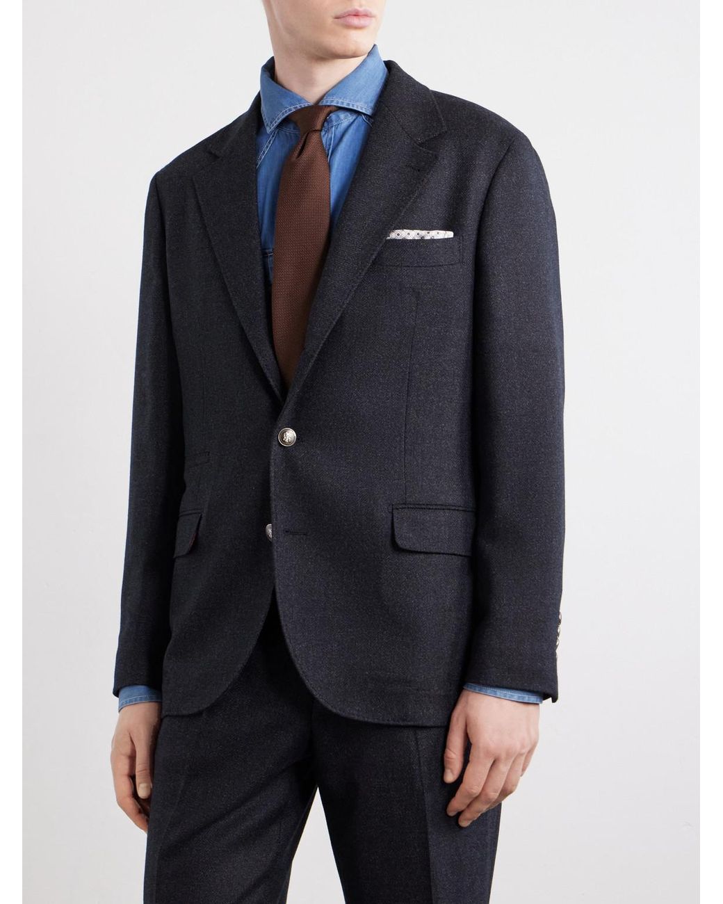 Brunello Cucinelli Blue Virgin Wool Suit Jacket for men