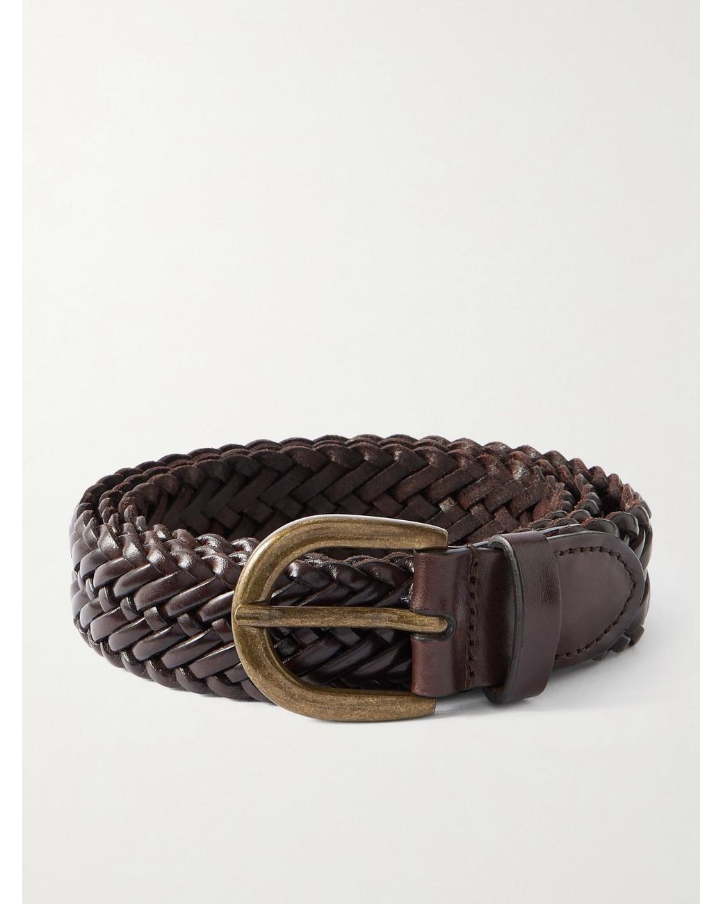 Morjas Brown 3cm Woven Leather Belt for men