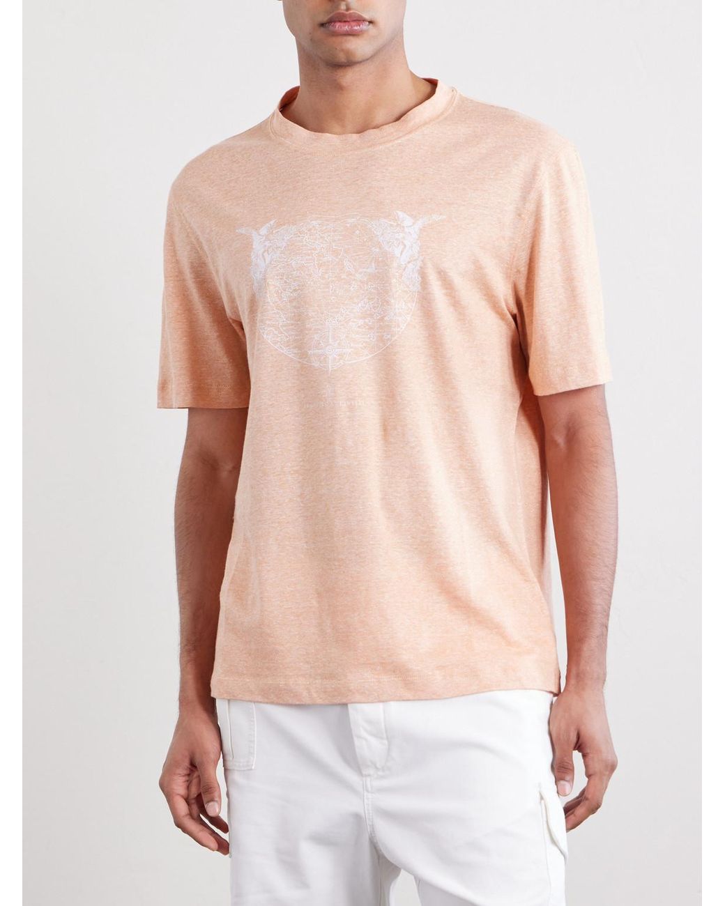 Brunello Cucinelli Natural Logo-Print Cotton-Jersey T-Shirt for men
