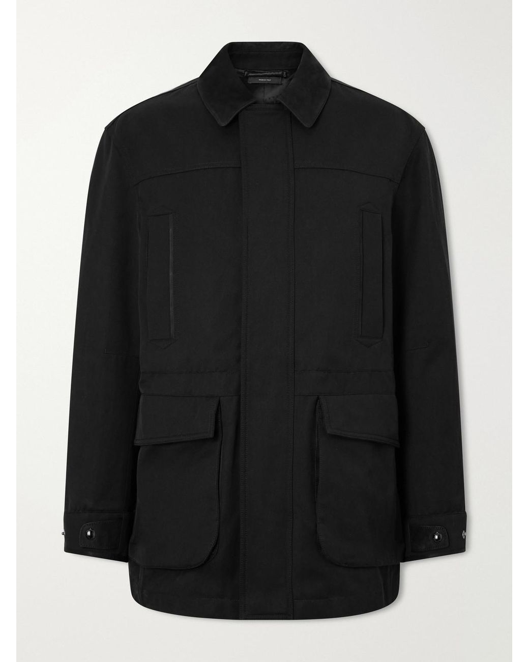 Tom Ford Black Suede-Trimmed Cotton-Blend Twill Jacket for men
