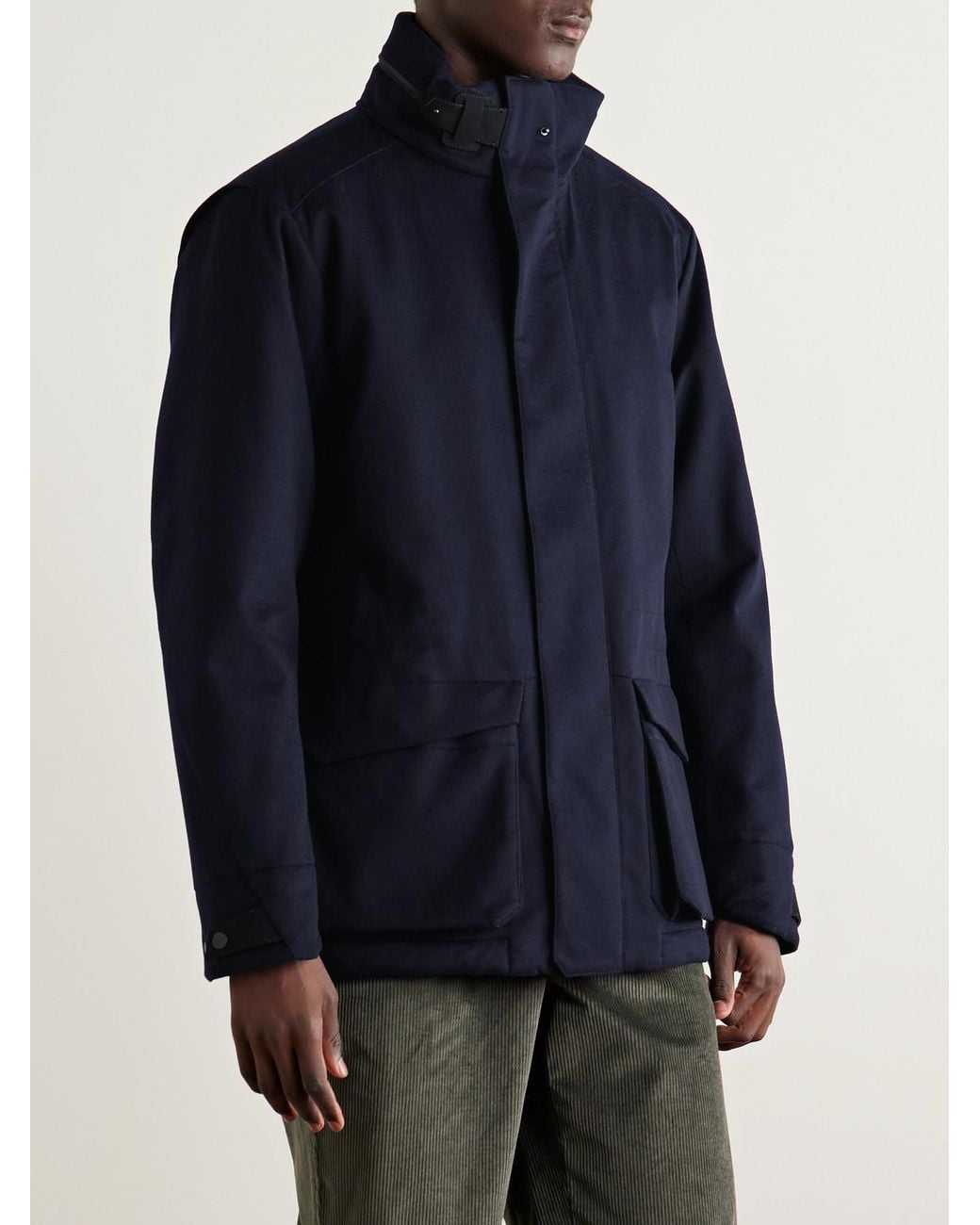 Sease Blue Uptown Padded Cashmere Field Jacket for men