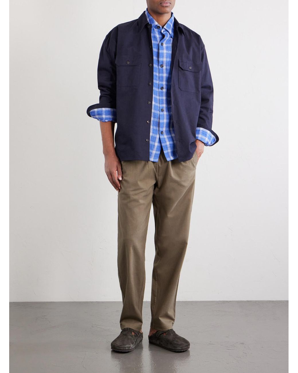 Kartik Research Blue Pataudi Checked Linen Shirt for men