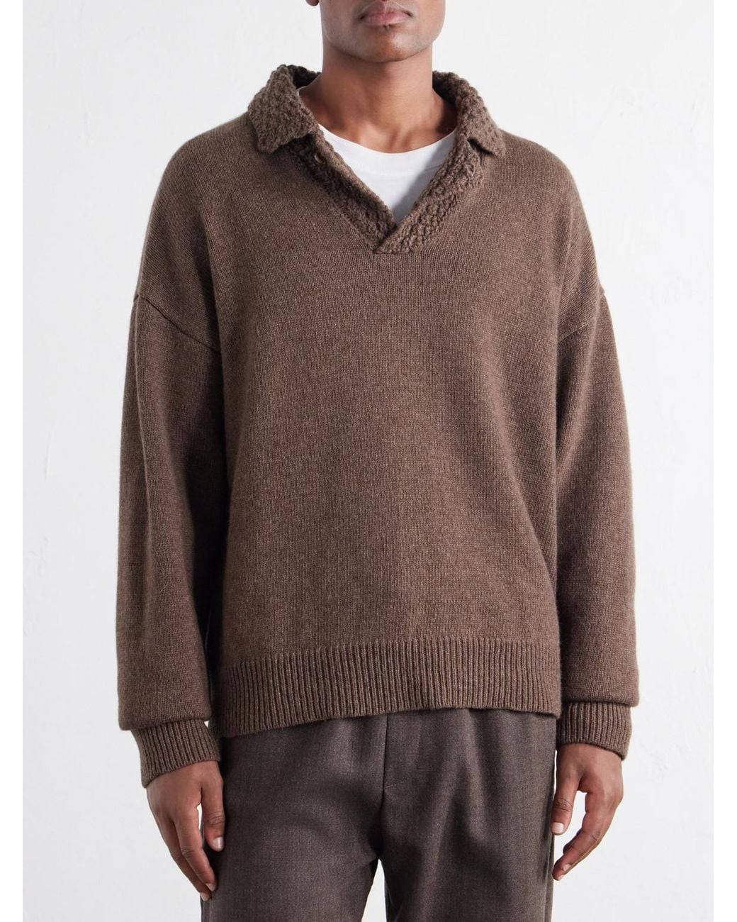 A Kind Of Guise Brown Palano Alpaca And Merino Wool-Blend Polo Shirt for men