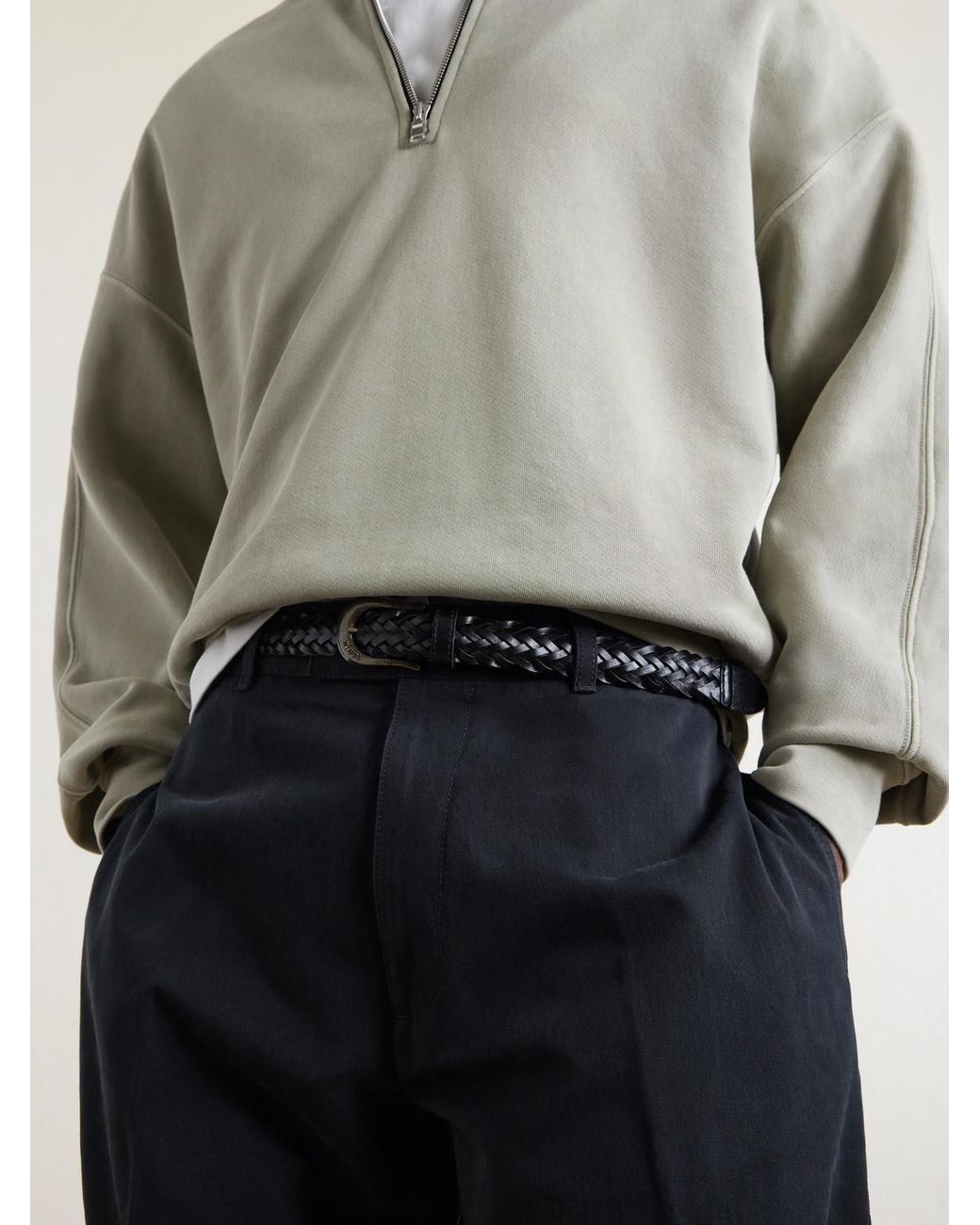 (w)taps Blue 3Cm Braided Leather Belt for men