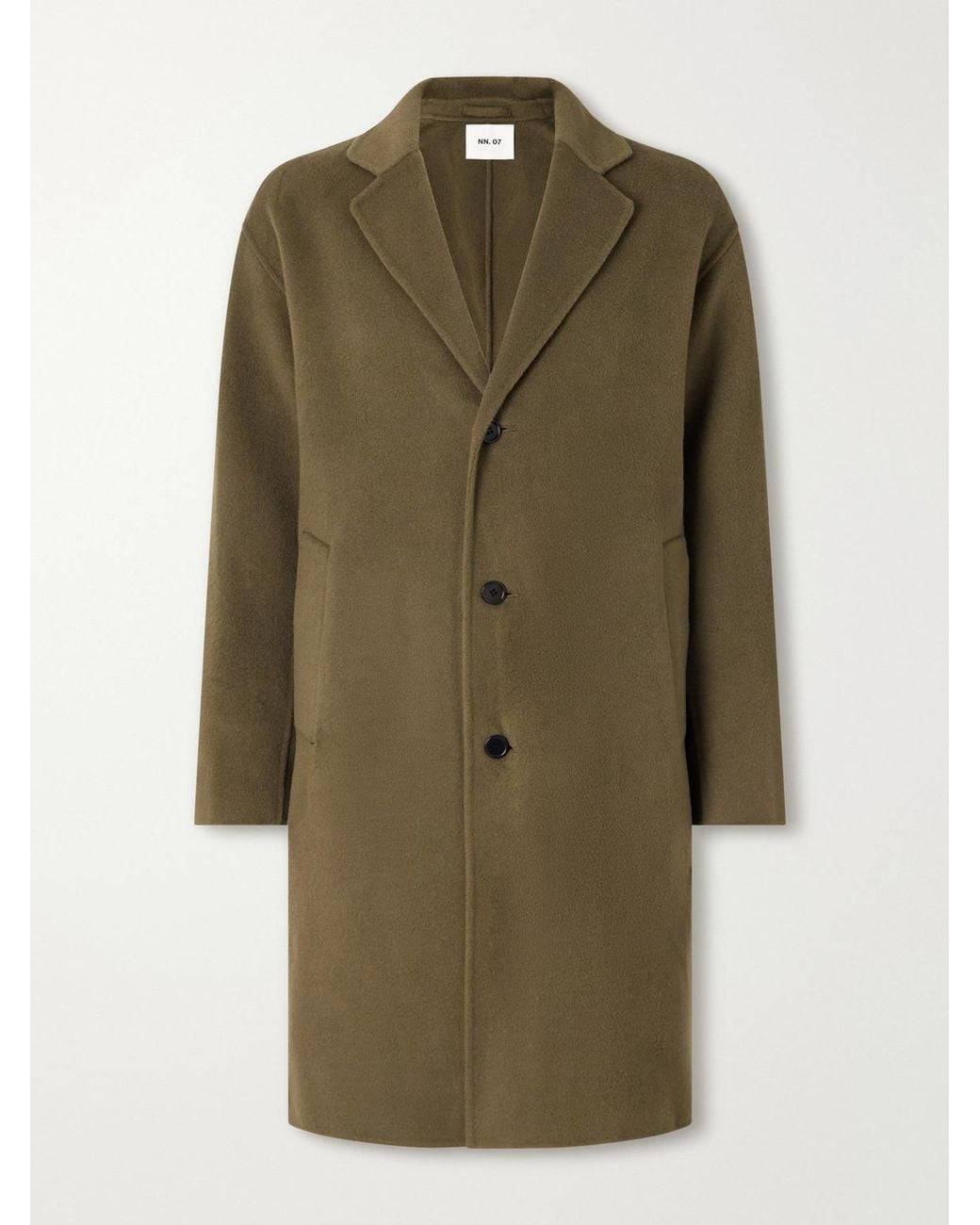 NN07 Green Kendrick 8447 Brushed Woven Wool-Blend Coat for men