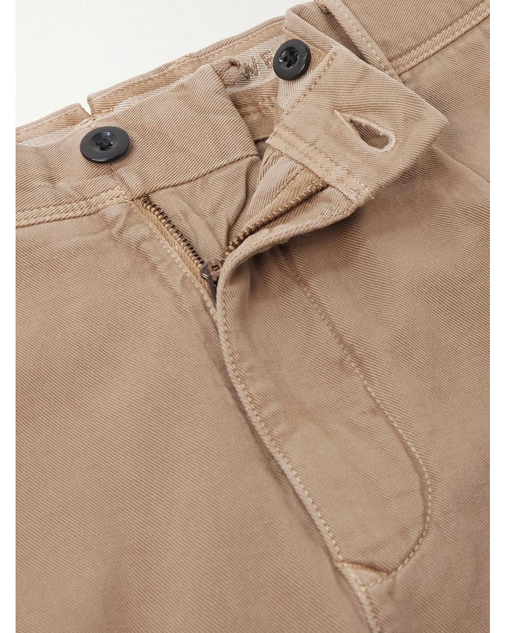 Slowear Natural Tapered Pleated Cotton-blend Gabardine Trousers for men