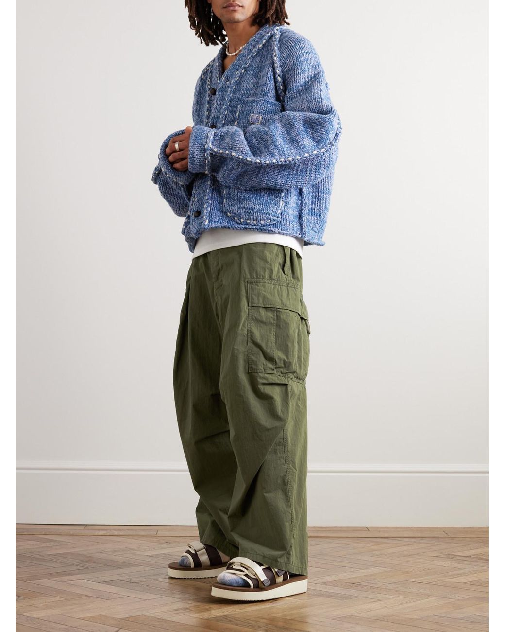Kapital Wide-leg Cotton-ripstop Cargo Trousers in Green for Men
