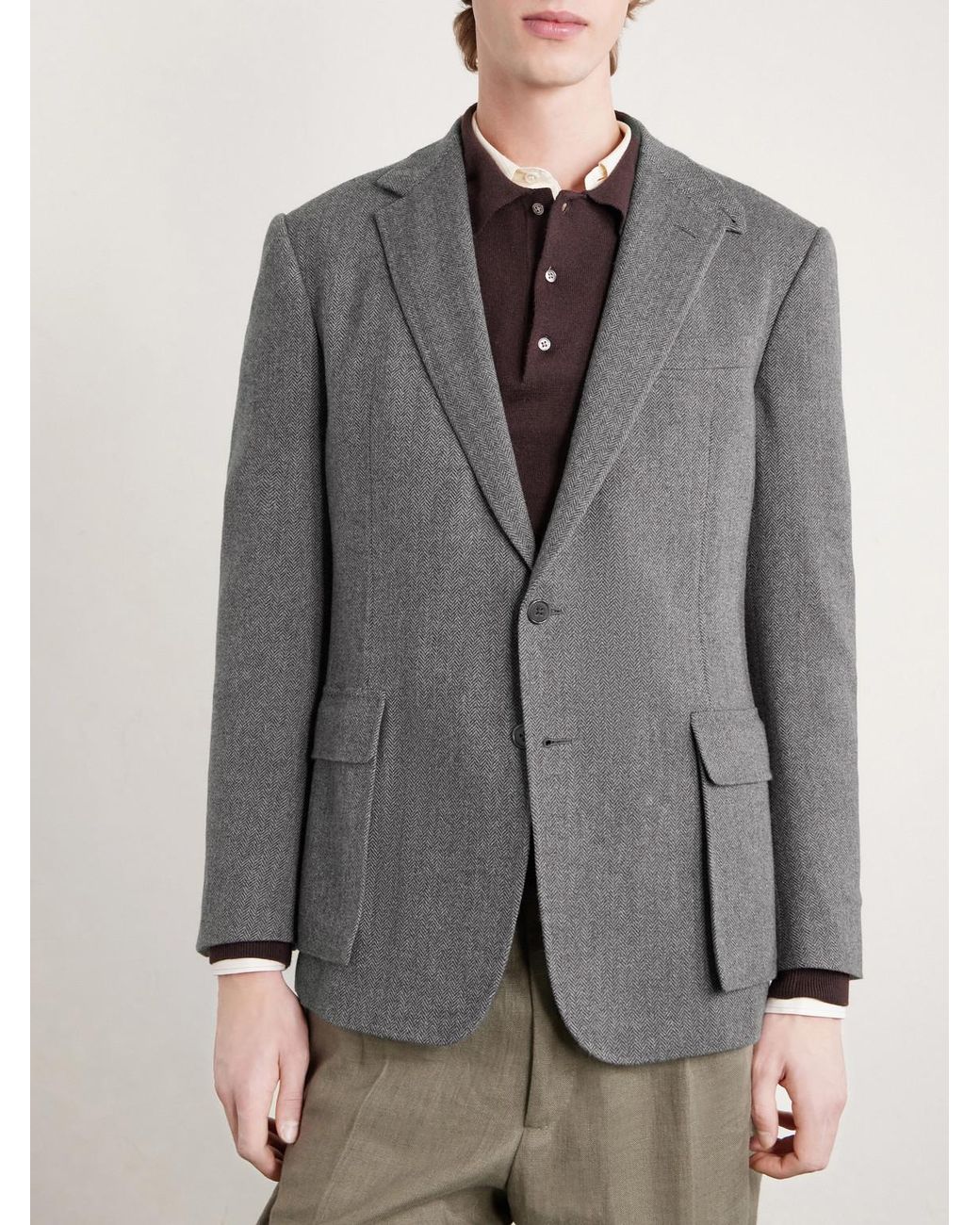 Ralph Lauren Gray Herringbone Wool Jacket for men
