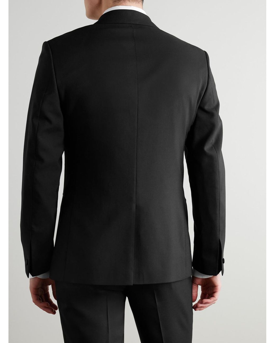 Mr P. Black Slim-fit Satin-trimmed Wool Tuxedo Jacket for men