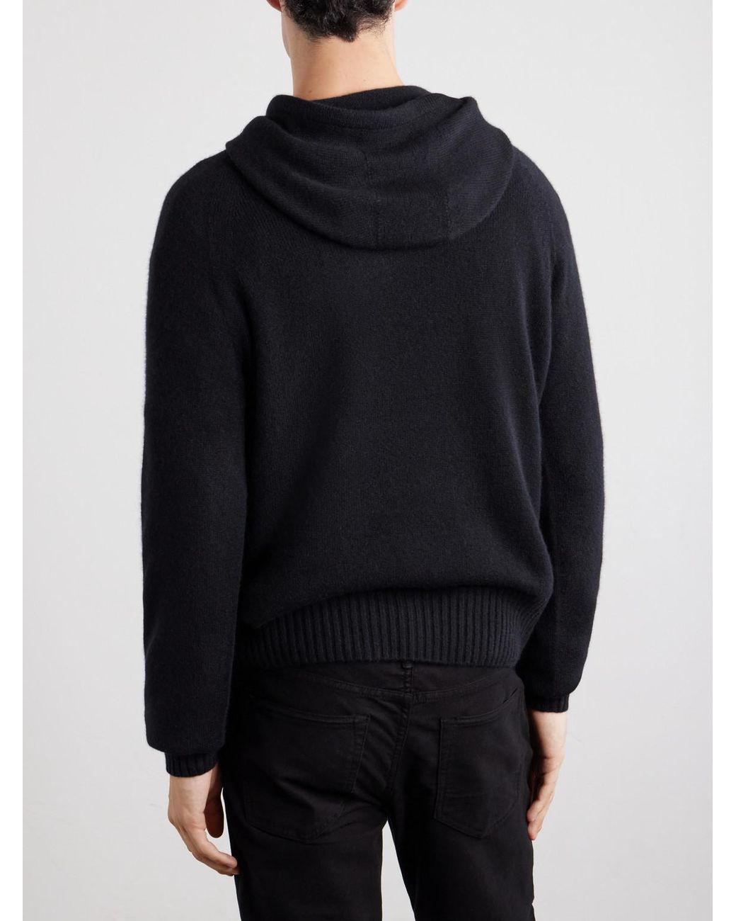 Tom Ford Blue Logo-embroidered Cashmere Hoodie for men
