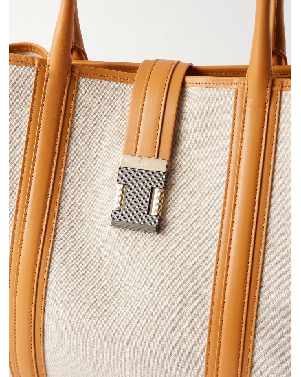 Christian Louboutin White Nox Leather-trimmed Linen Tote Bag for men