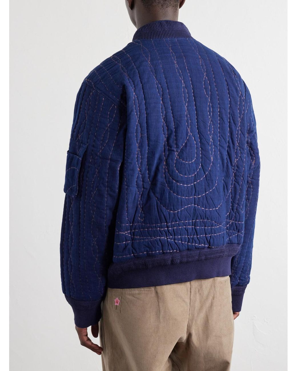 Kardo Blue Max Embroidered Cotton Bomber Jacket for men