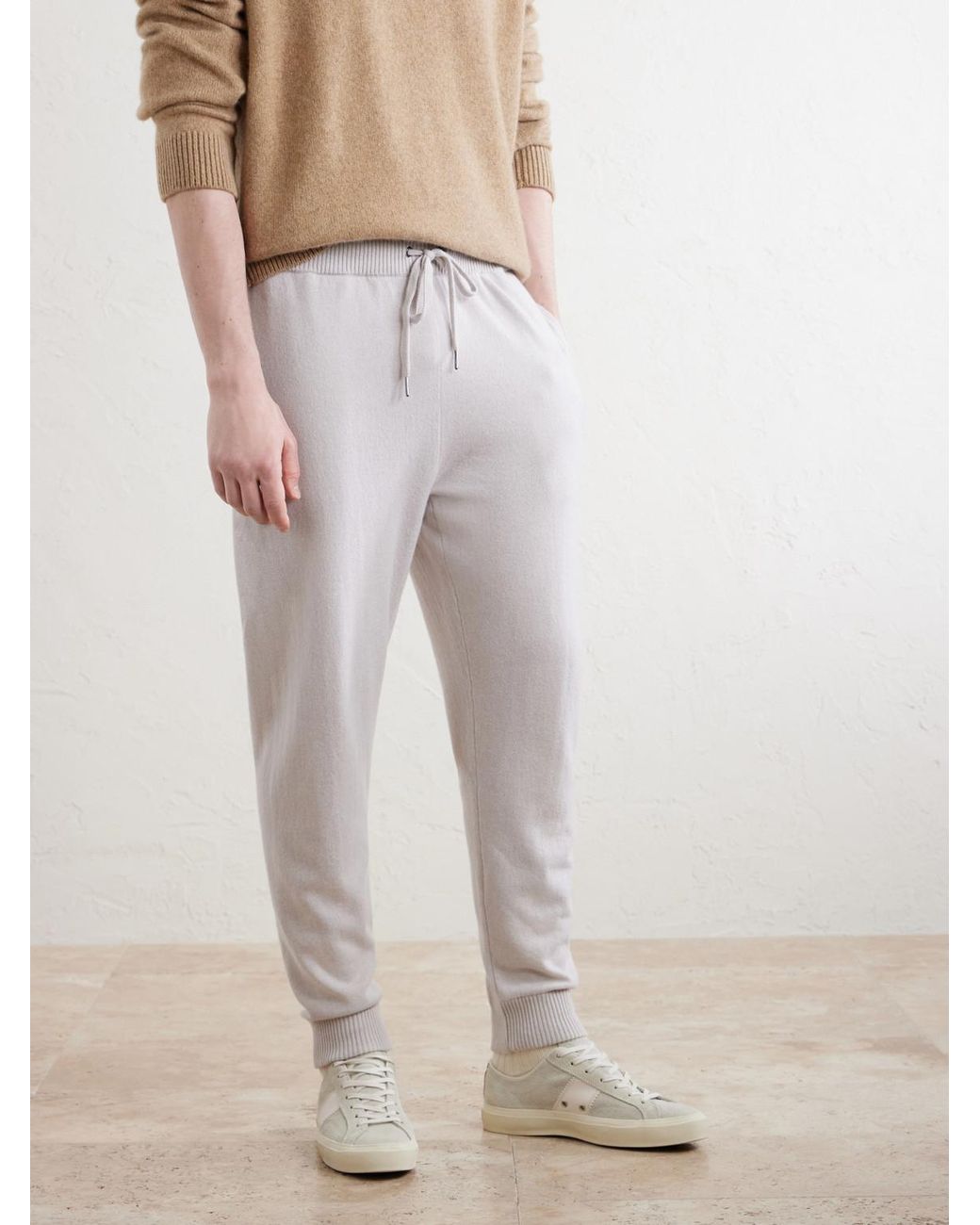 Derek Rose White Finley Cashmere Drawstring Sweatpants for men
