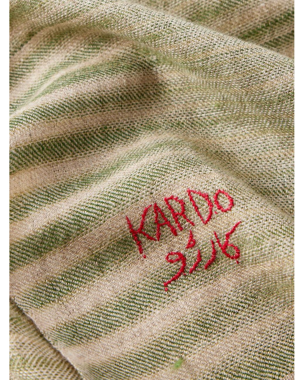 Kardo Natural Embroidered Striped Cashmere Scarf for men