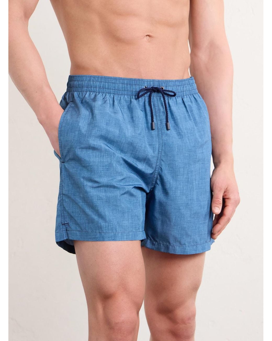 Canali Blue Straight-Leg Mid-Length Swim Shorts for men