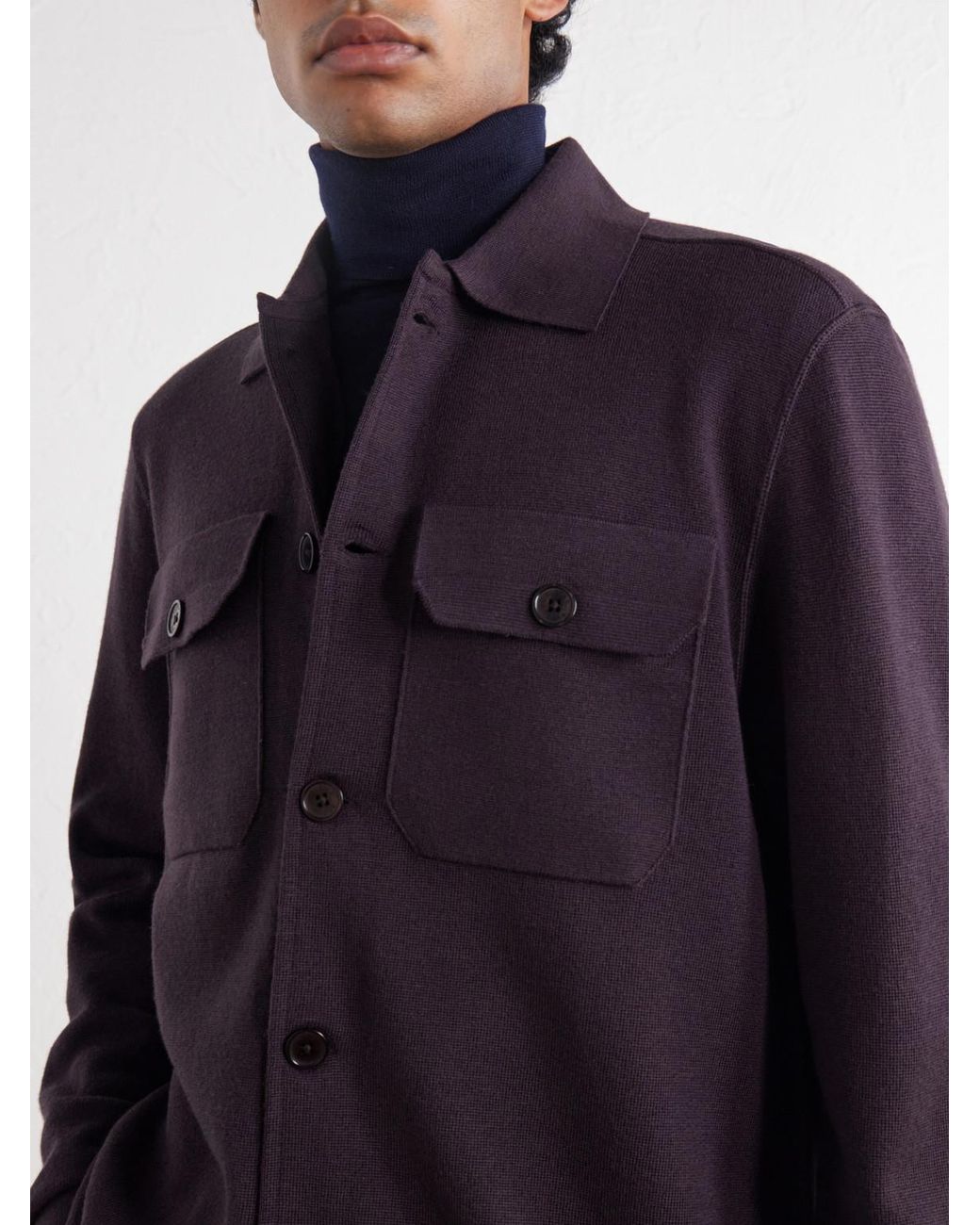 Orlebar Brown Purple Brigg Merino Wool Overshirt for men