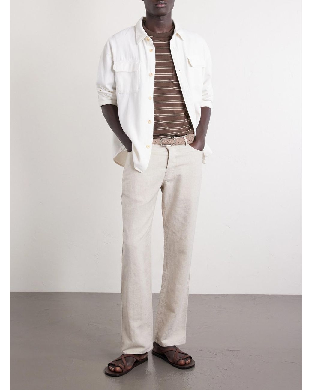 Mr P. White Edward Straight-Leg Linen And Cotton-Blend Trousers for men