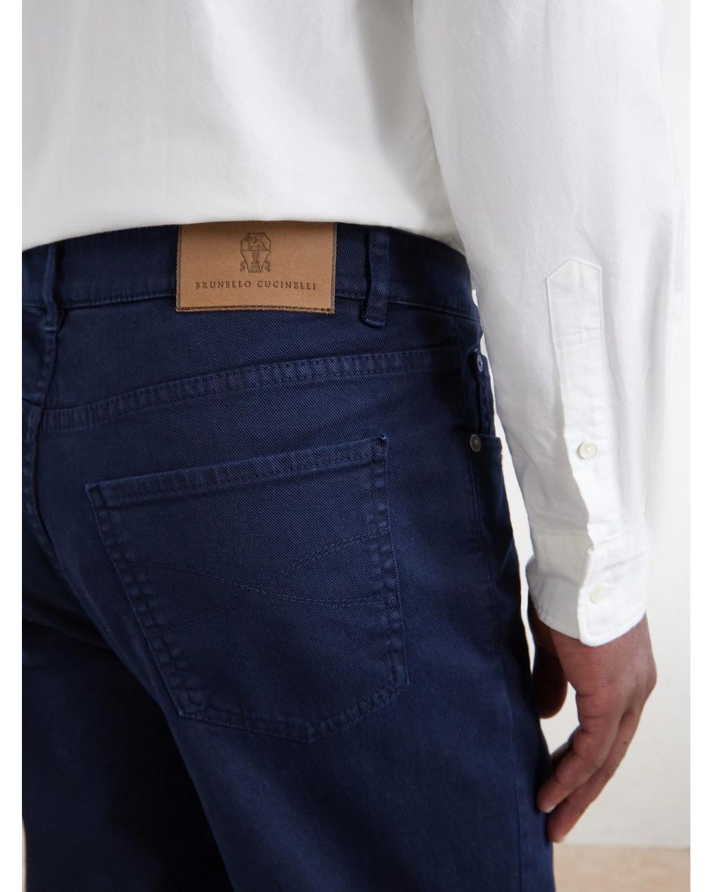 Brunello Cucinelli Blue Slim-Fit Straight-Leg Logo-Embroidered Jeans for men