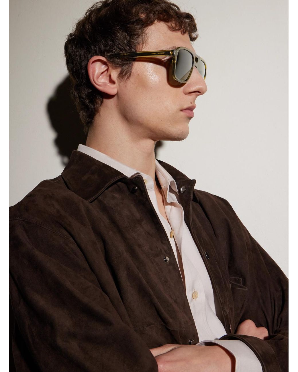 Saint Laurent Green Double-Bridge Aviator-Style Acetate Sunglasses for men