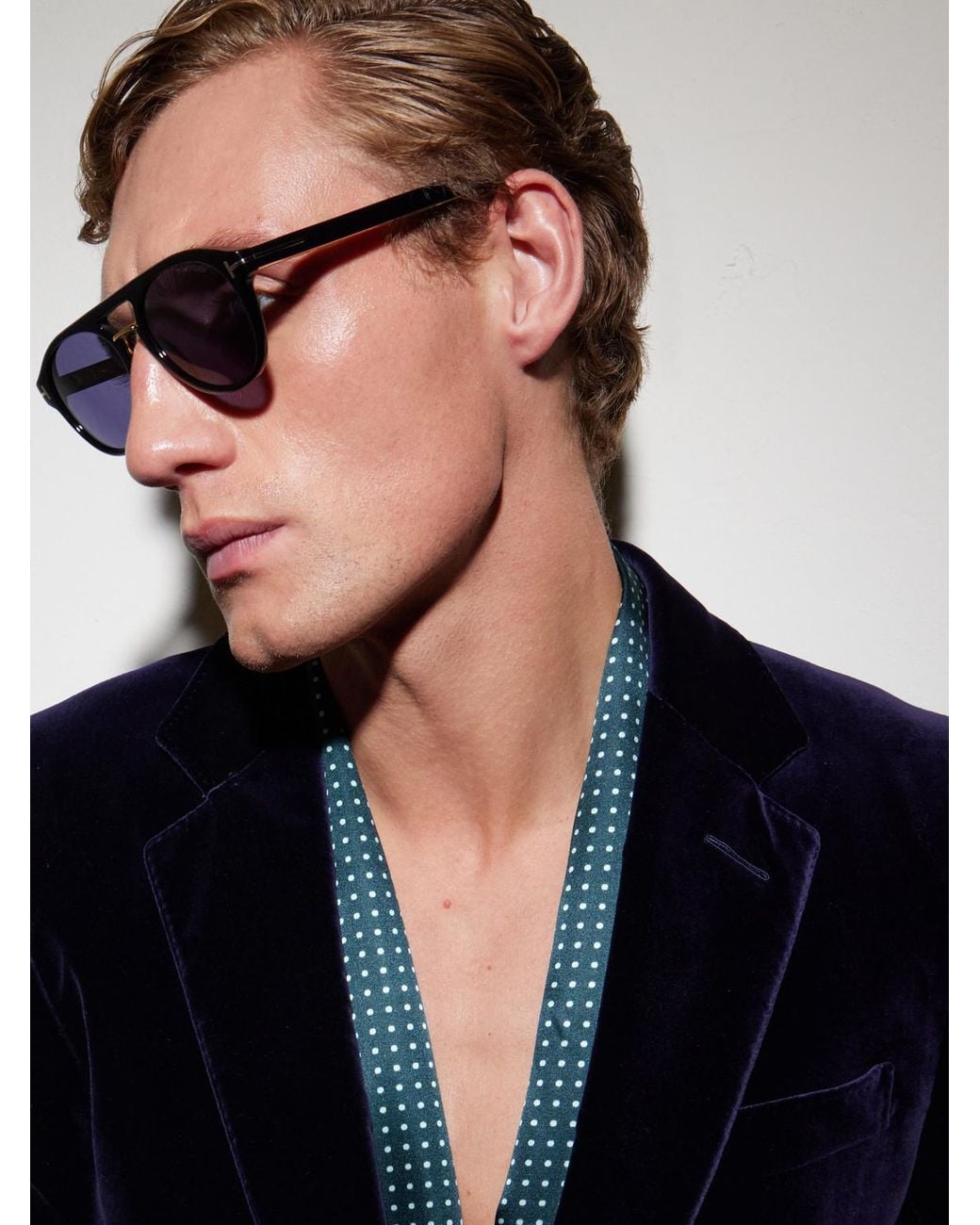Tom Ford Blue Icon Aviator-Style Acetate Sunglasses for men
