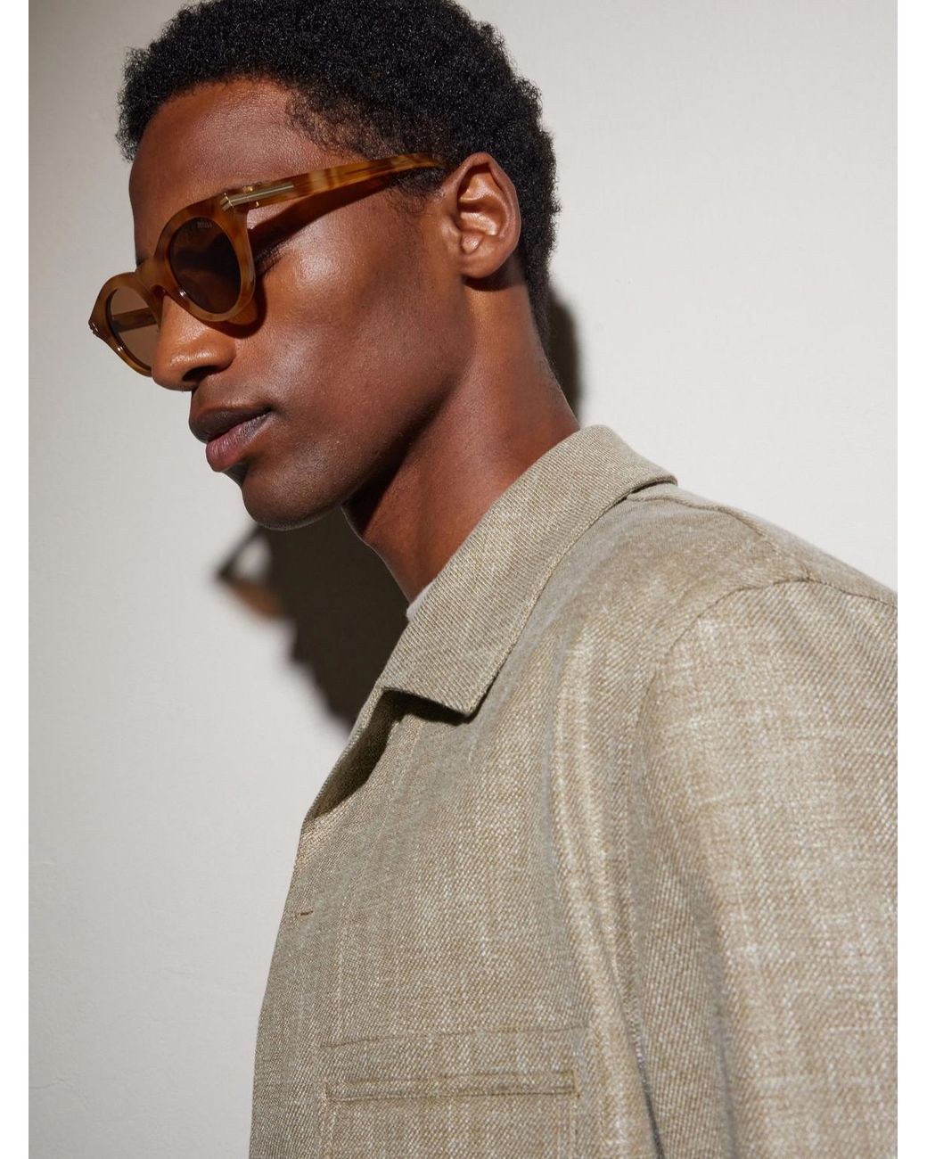Zegna Brown Round-frame Acetate Sunglasses for men