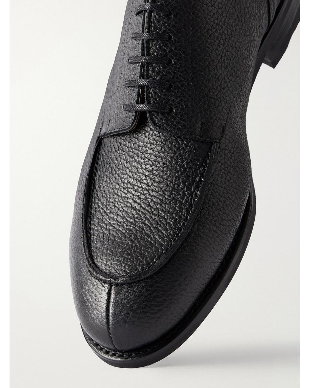 Morjas Black The Split Toe Full-Grain Leather Derby Shoes for men