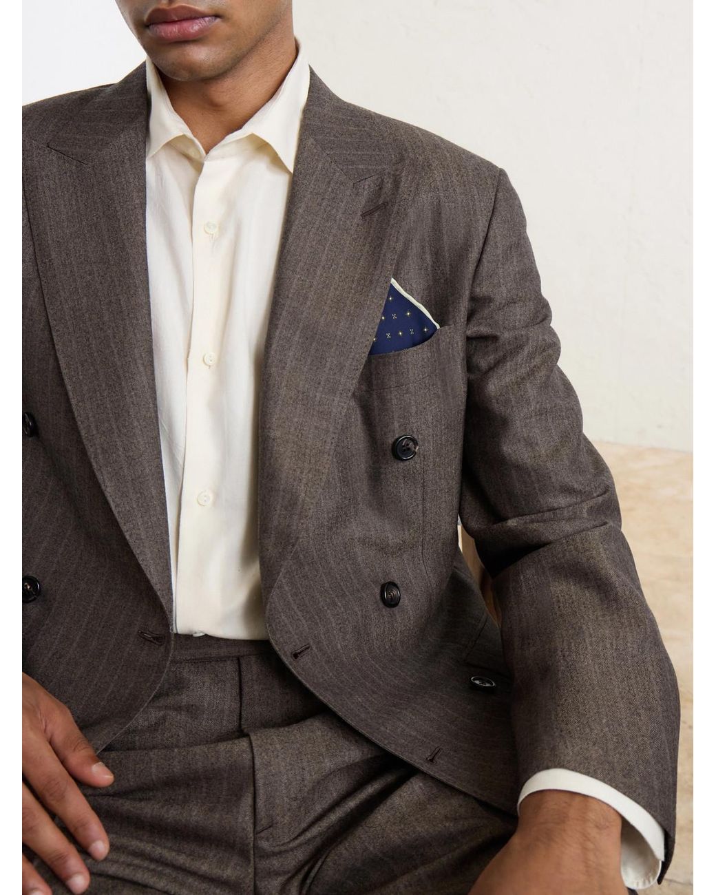 Dunhill Blue Floral-Jacquard Silk Pocket Square for men