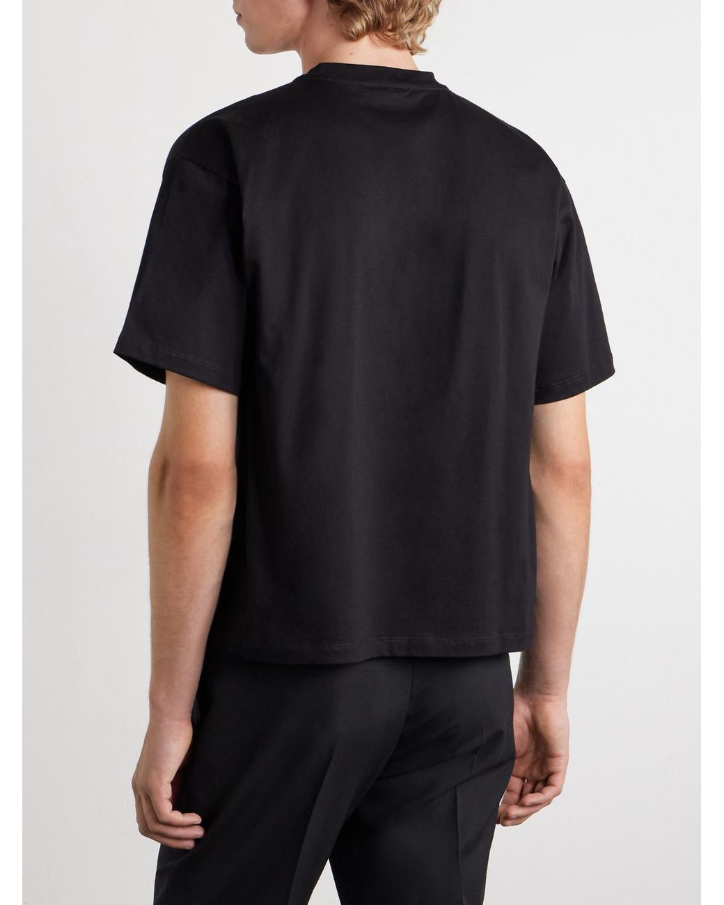 Versace Blue Logo-Detailed Cotton-Jersey T-Shirt for men