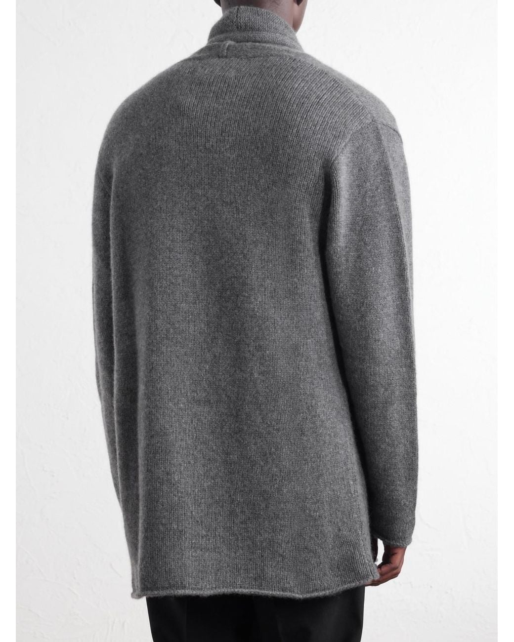 The Elder Statesman Gray Shawl-Collar Cashmere Cardigan for men