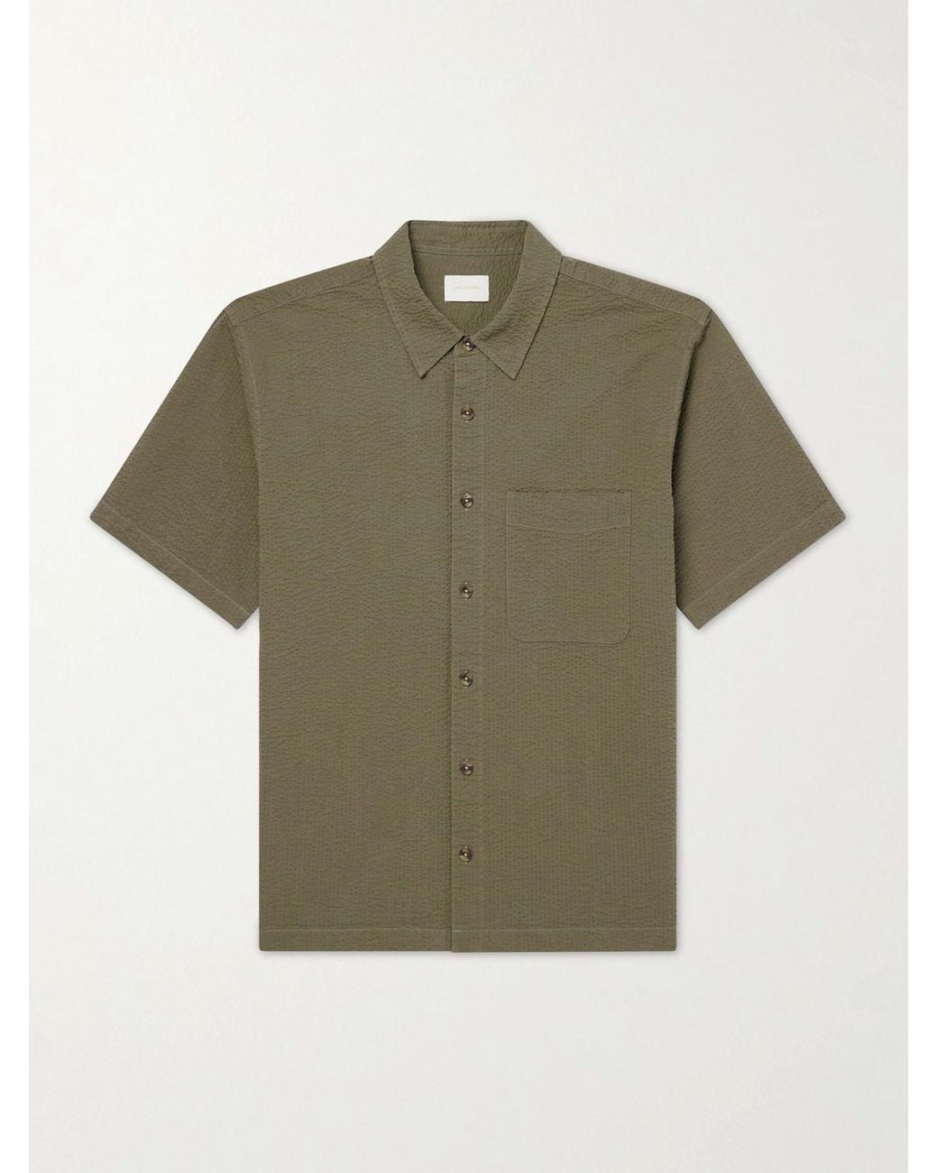 Aimé Leon Dore Green Cropped Cotton-Seersucker Shirt for men