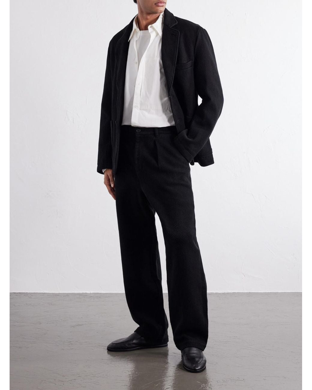 Blue Blue Japan Black Cotton-Sashiko Suit Jacket for men