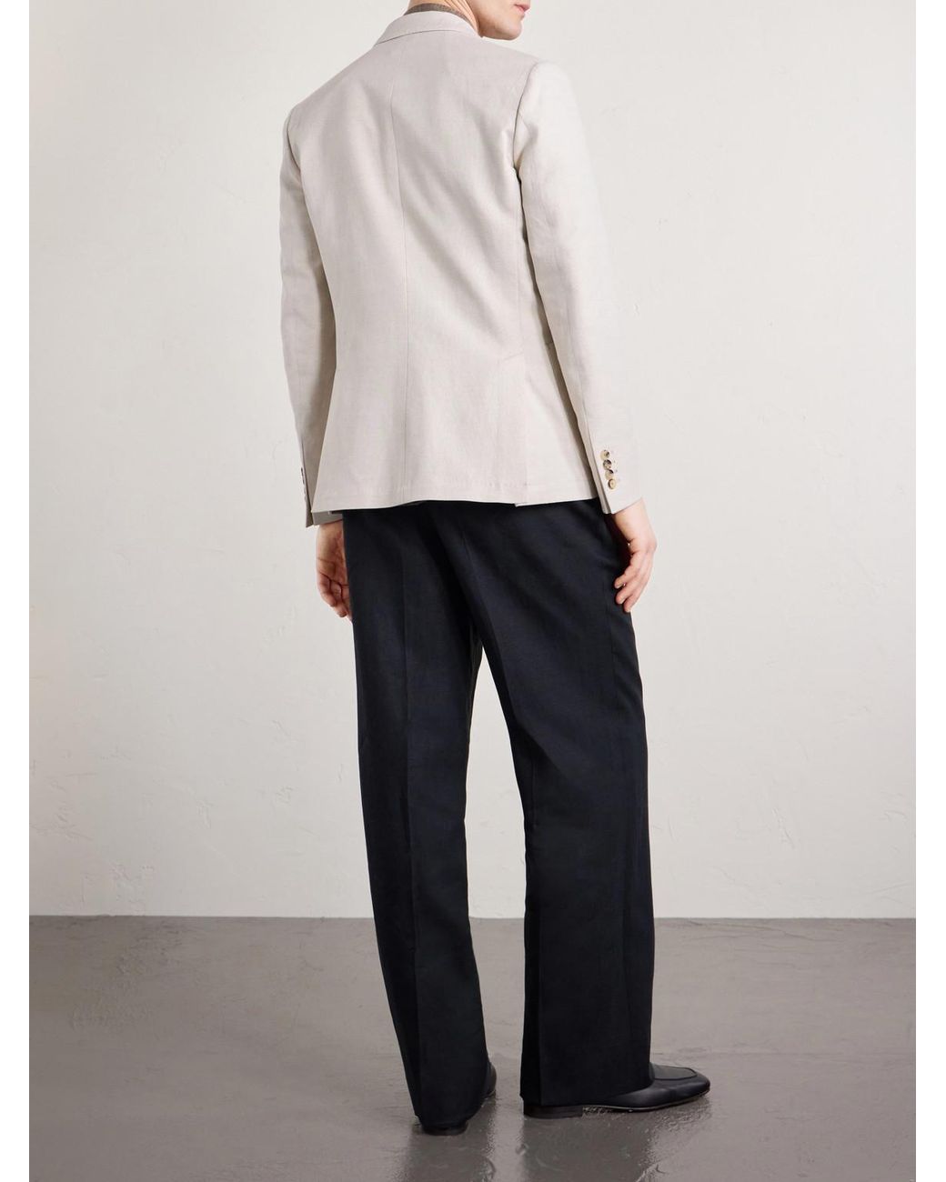 Paul Smith Natural Double-Breasted Linen And Cotton-Blend Blazer for men