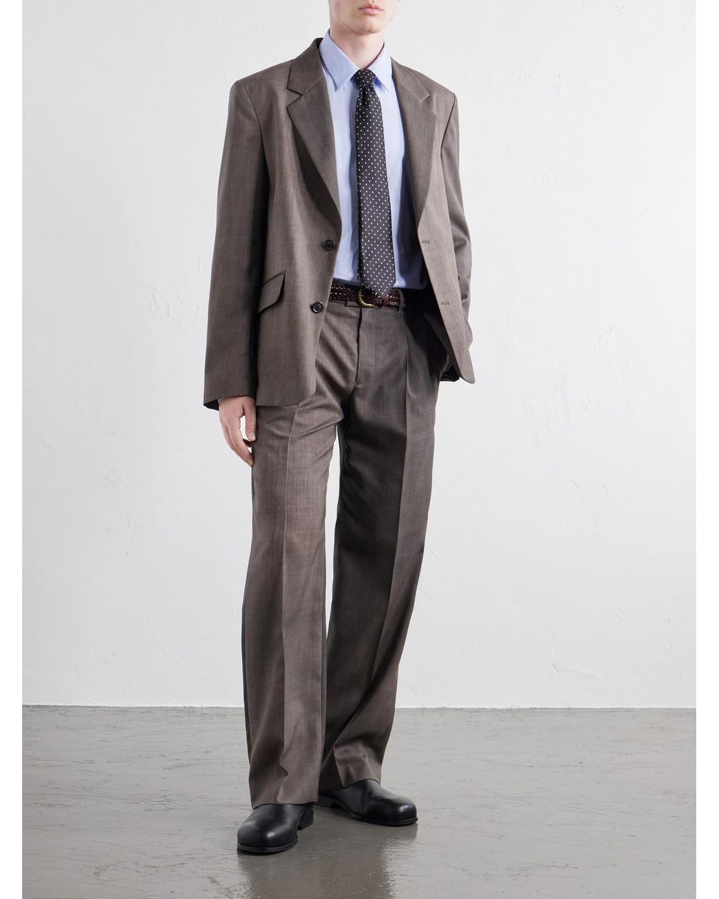 Our Legacy Gray Slack Straight-Leg Pleated Virgin-Wool Twill Suit Trousers for men