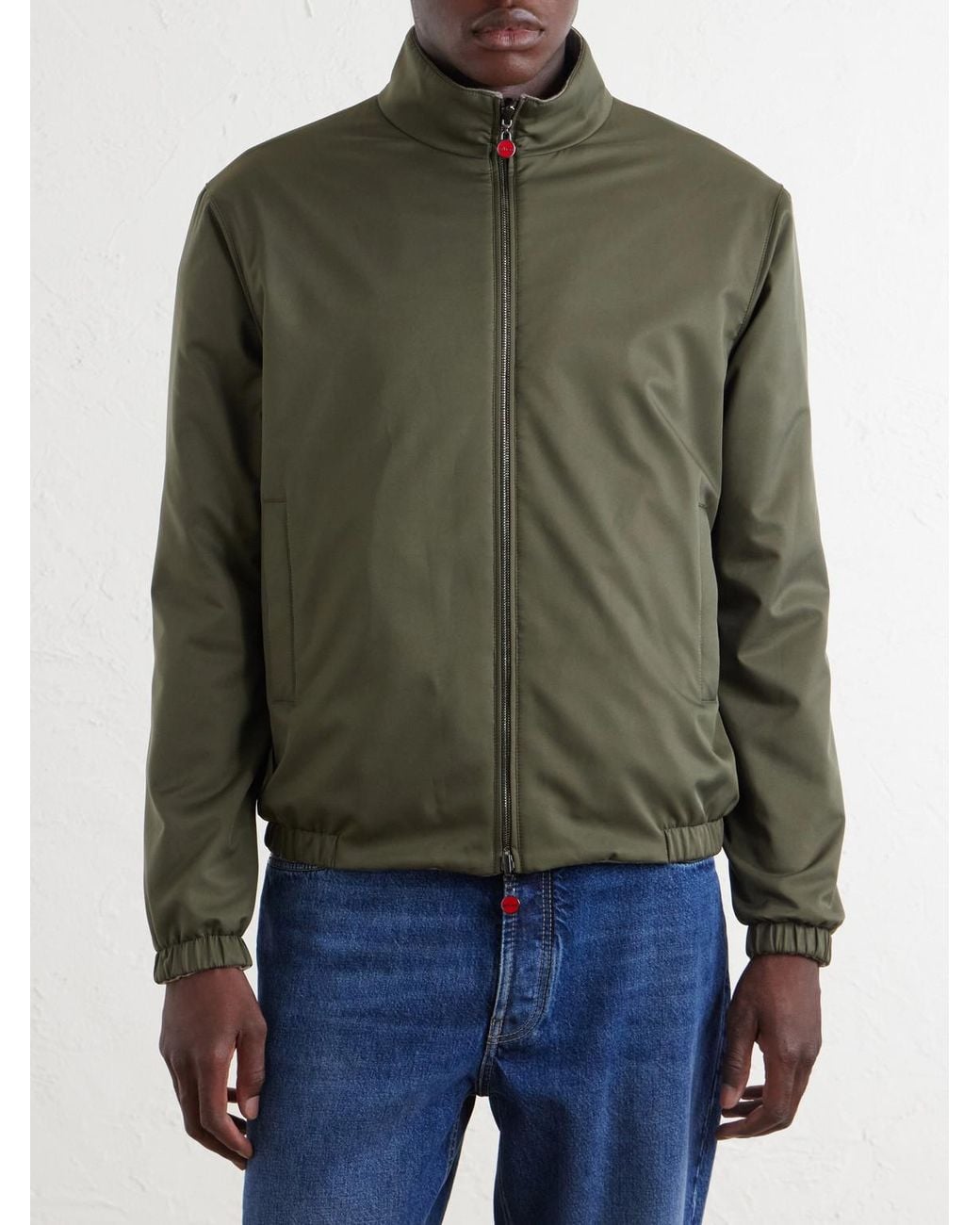 Kiton Green Reversible Shell Bomber Jacket for men