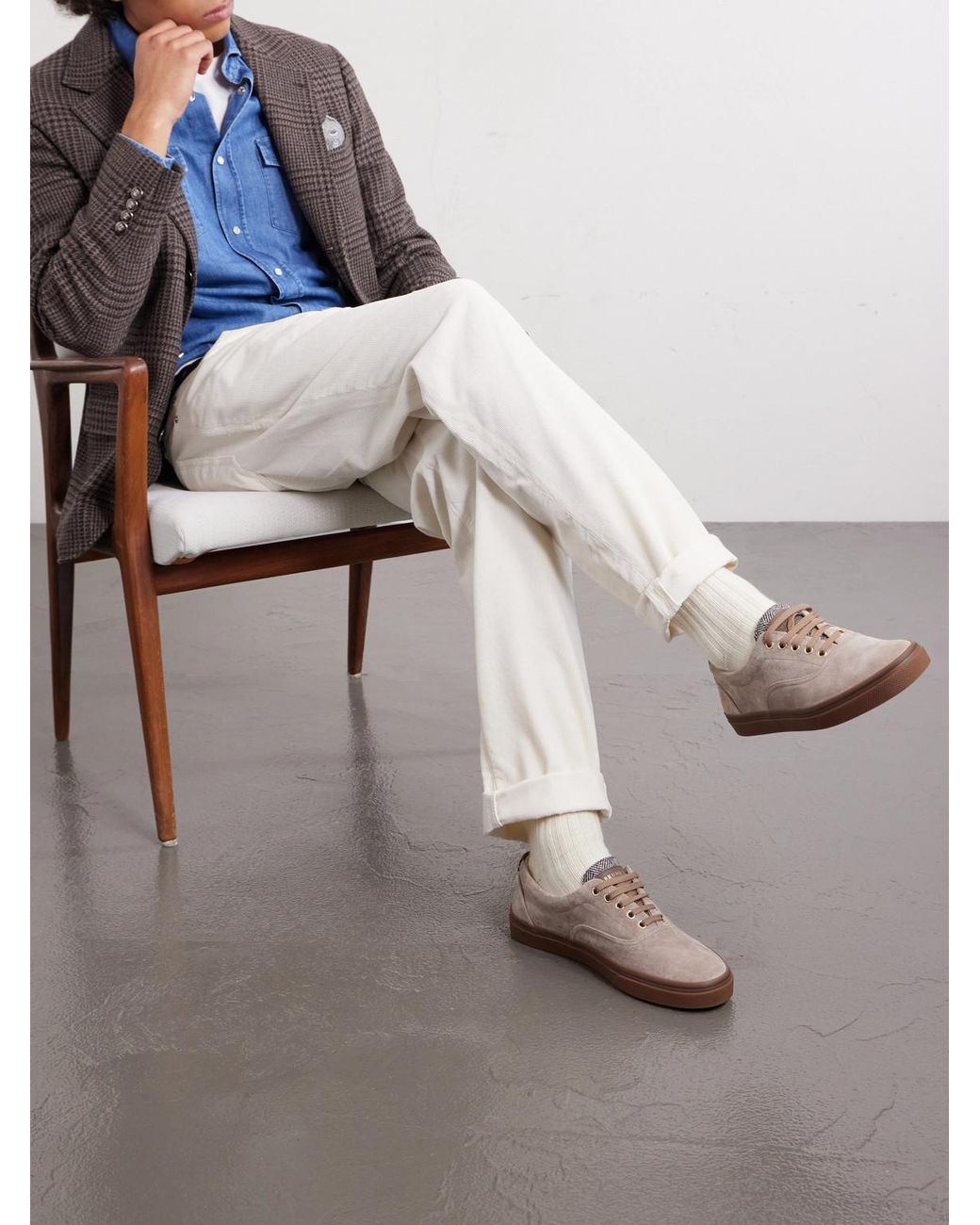 Brunello Cucinelli Brown Suede Sneakers for men