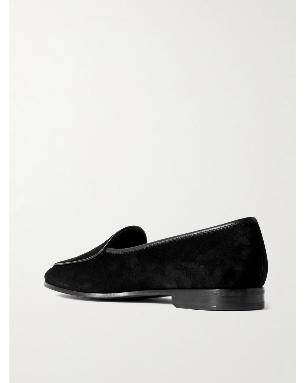 Morjas Black The Belgian Leather-trimmed Suede Loafers for men