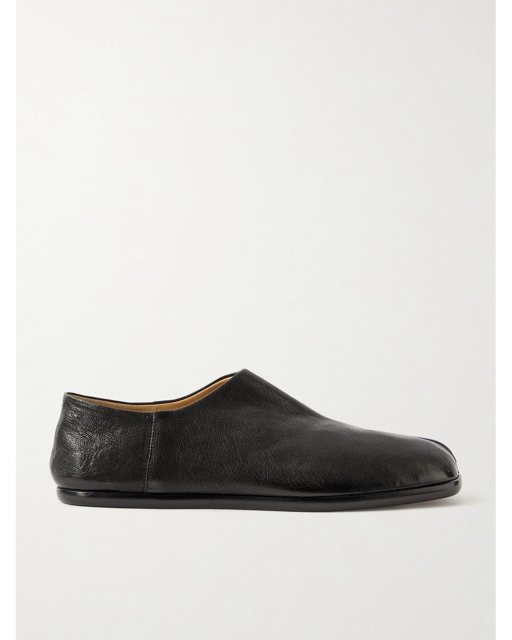 Maison Margiela Black Tabi Babouche Split-Toe Leather Slip-Ons for men