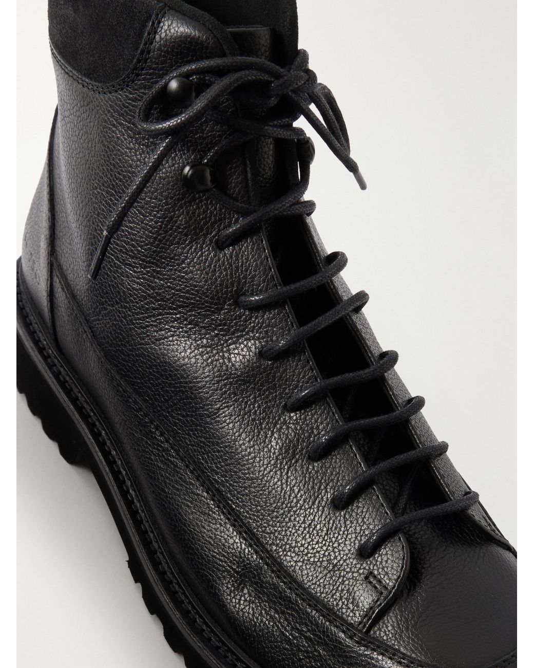 Common Projects Black Piuma Suede-Trimmed Full-Grain Leather Hiking Boots for men
