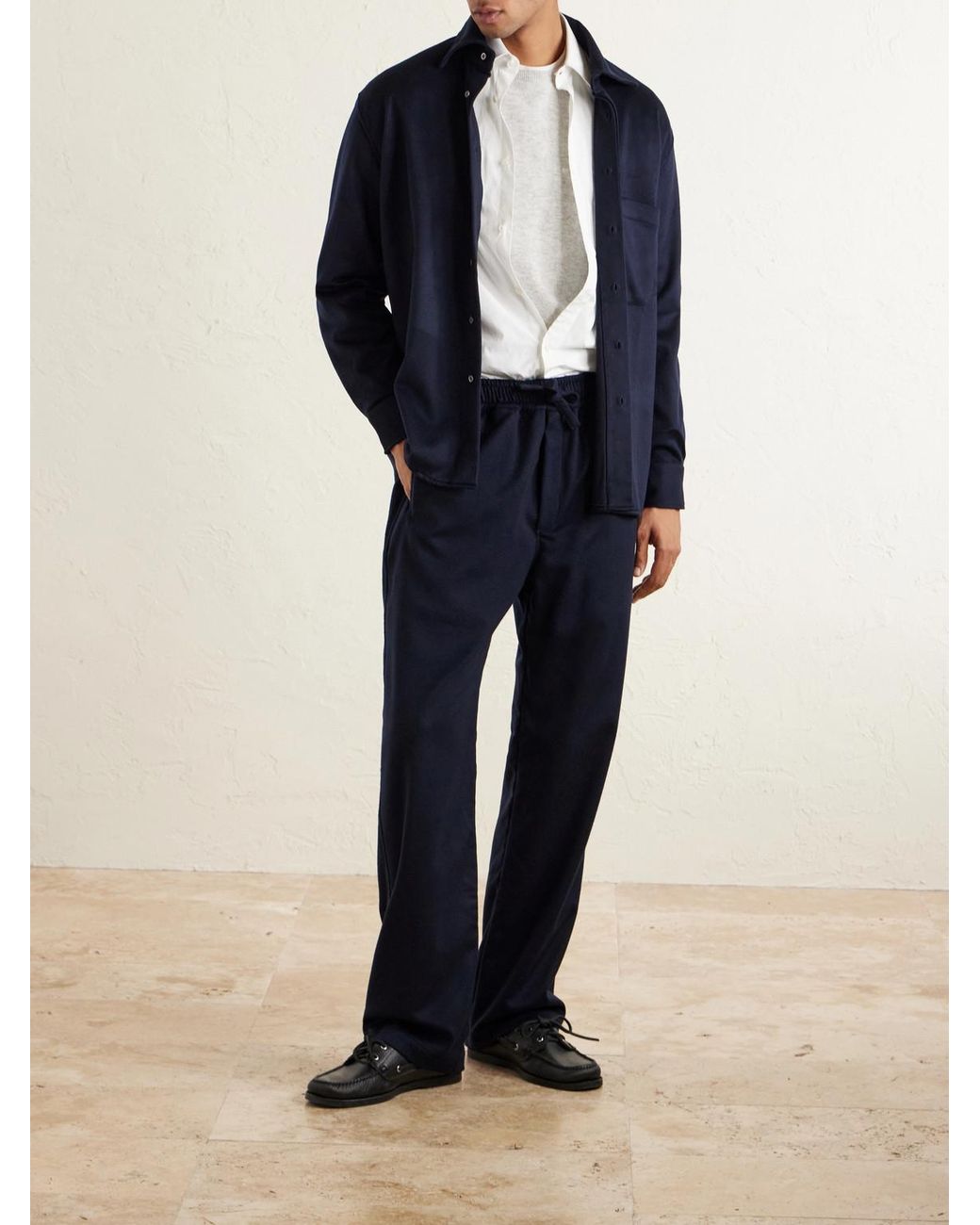 Saman Amel Blue Cashmere Shirt Jacket for men