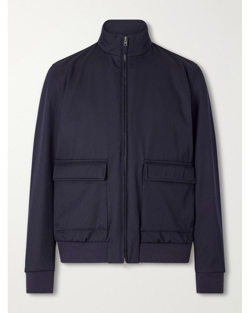 Herno Blue Virgin Wool-Twill Bomber Jacket for men