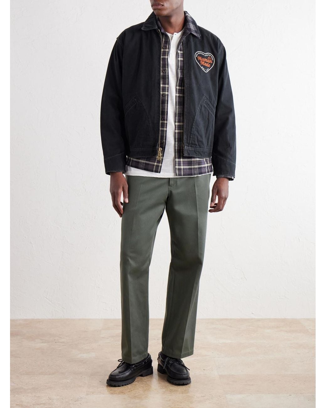Human Made Blue Logo-Embroidered Corduroy-Trimmed Cotton-Twill Blouson Jacket for men