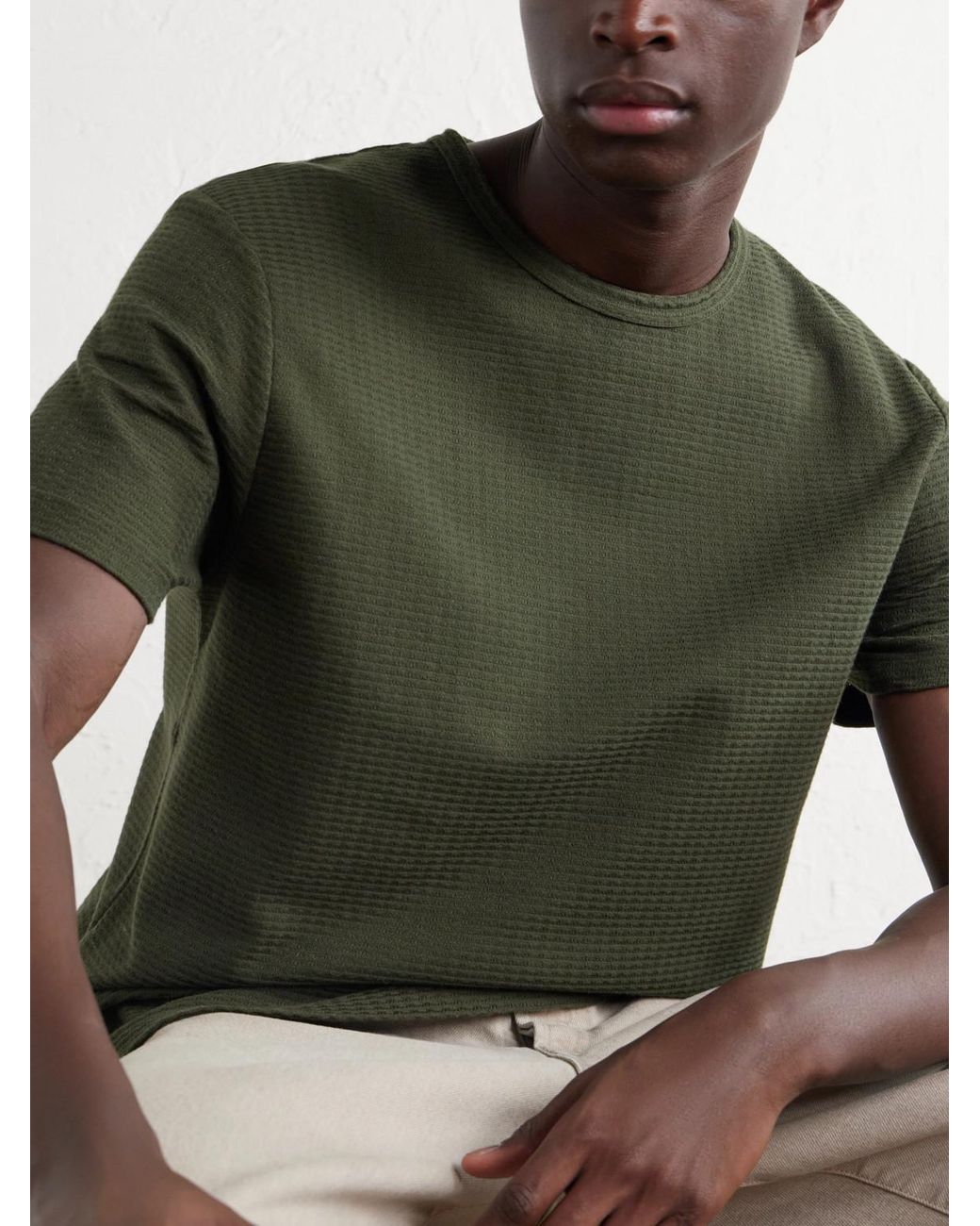 FRAME Green Cotton-Jacquard T-Shirt for men