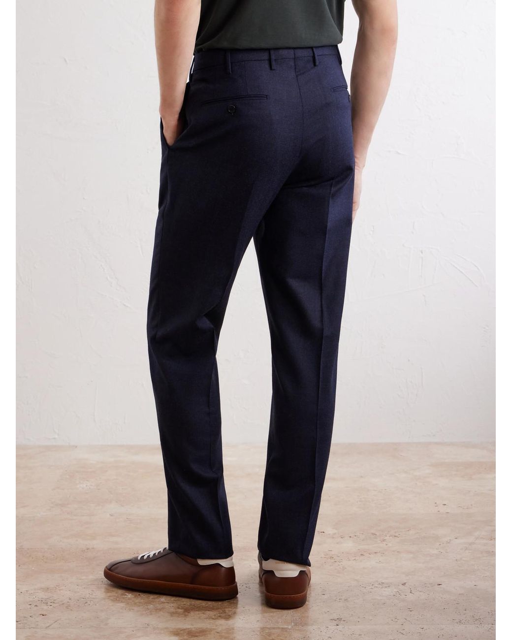 Slowear Blue Incotex Straight-Leg Wool And Cashmere-Blend Trousers for men