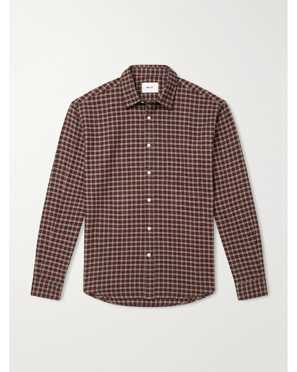 NN07 Brown Deon 5465 Checked Organic Cotton-Flannel Shirt for men
