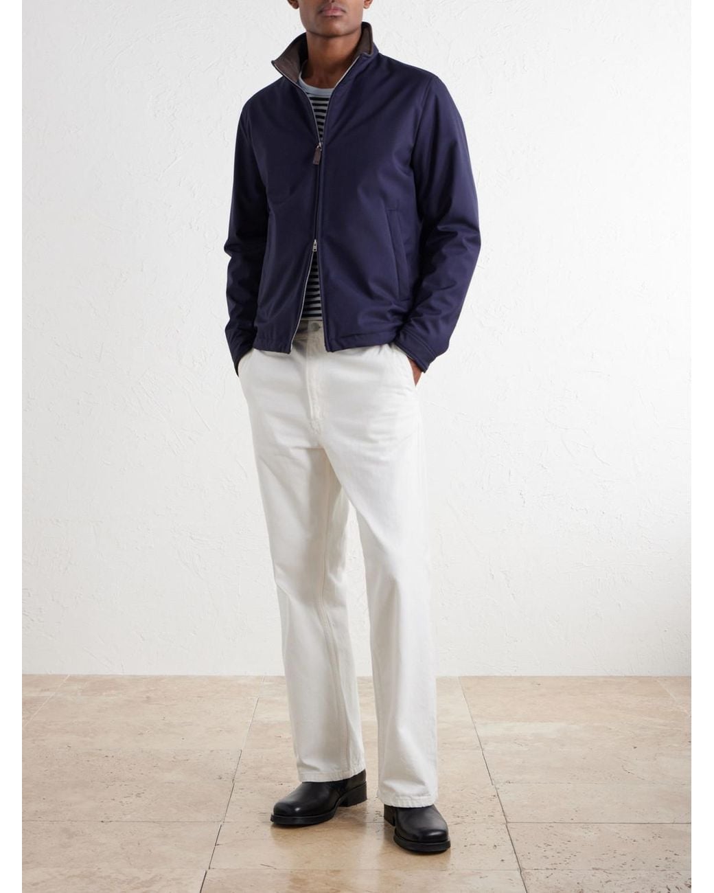 Herno Blue Padded Twill Bomber Jacket for men