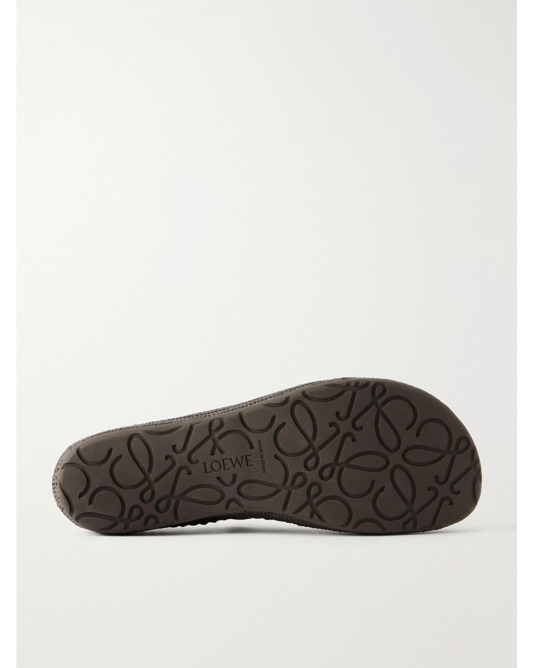 Loewe White Paula's Ibiza Rio Raffia-Trimmed Suede Loafers for men