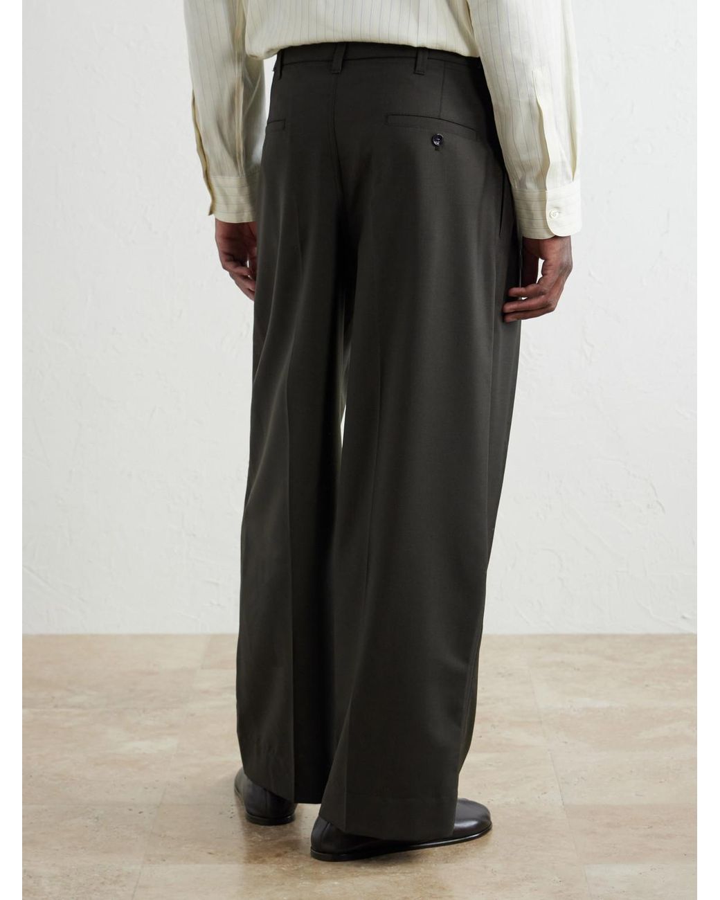 Lemaire Brown Straight-Leg Pleated Woven Trousers for men